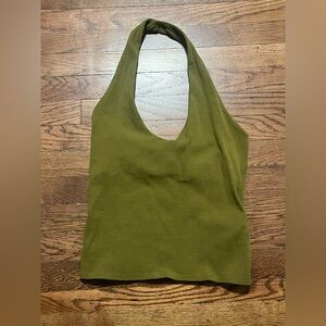 Zara Khaki Ribbed Top